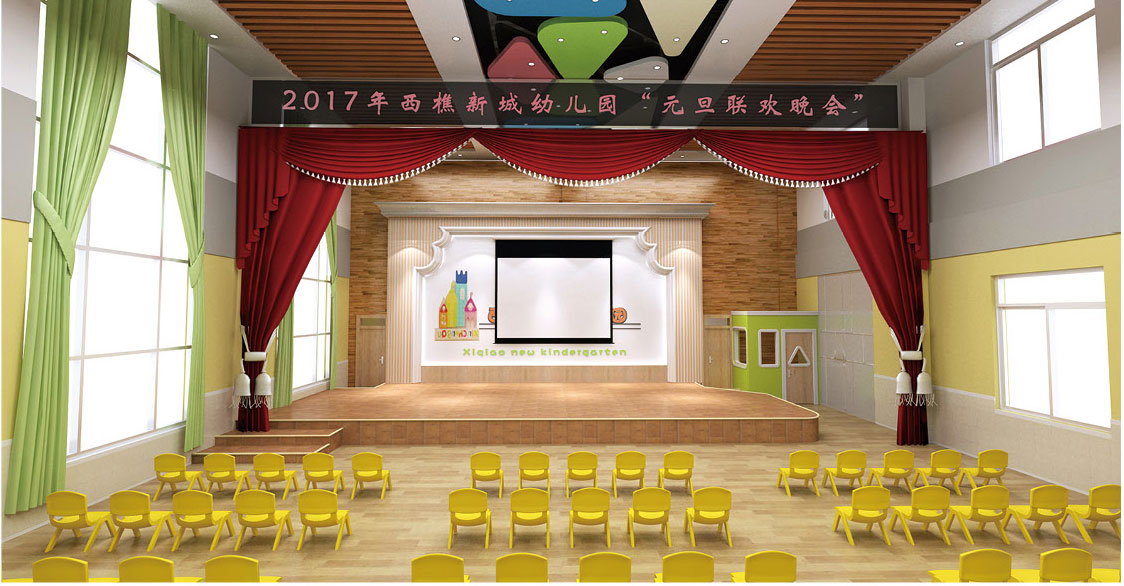 中國(guó)田園風(fēng)系列-幼兒園音樂禮堂裝修效果