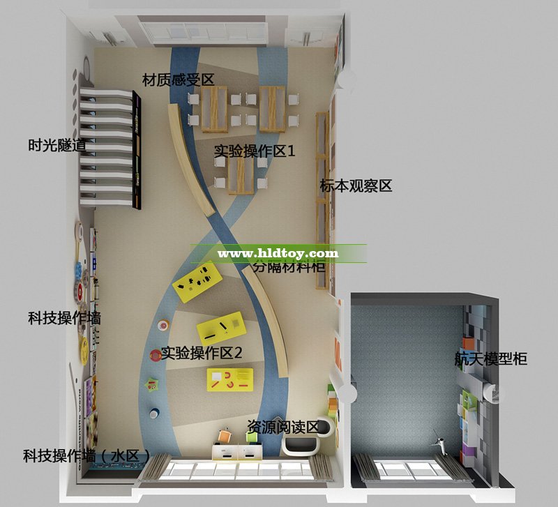 育才幼兒園混搭風(fēng)格科學(xué)室裝修效果圖